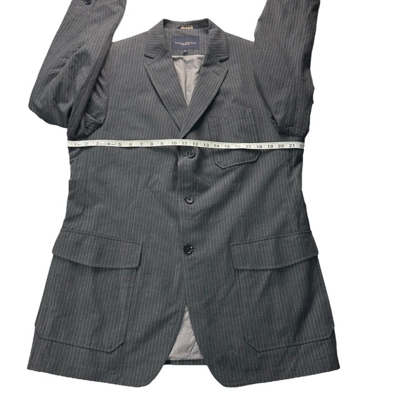 Banana Republic Modern Fit Men Medium Grey Light Grey Striped Suit Jacket Sz 44L - Picture 13 of 16